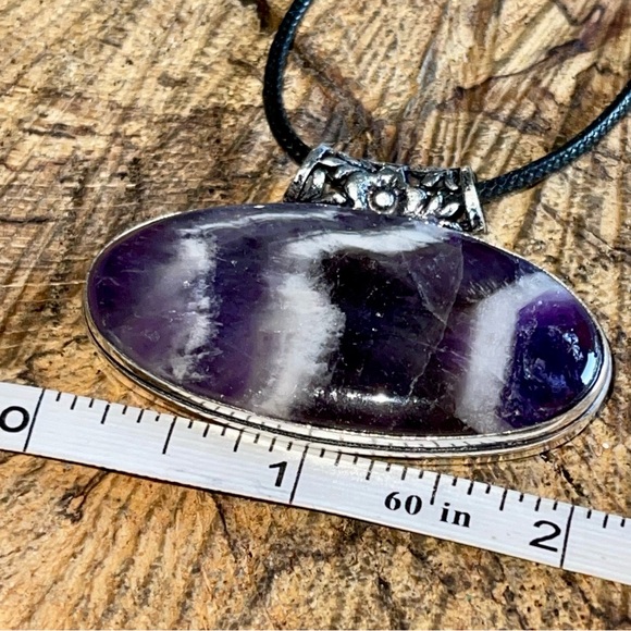 Deep Purple Chevron Amethyst Pendant 1 1/4”x 2” - Picture 8 of 15